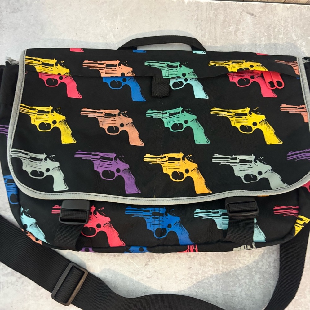 Andy Warhol Revolver Print Pop Art Canvas Messenger Bag - Picture 2 of 9